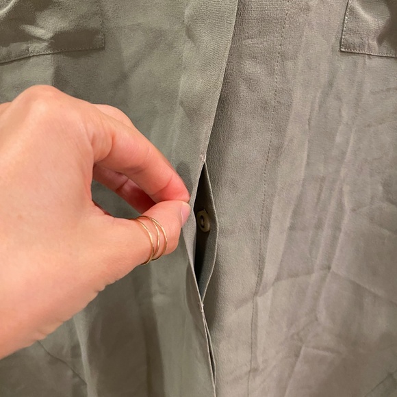 Lafayette 148 Womens Short Sleeves 100% Silk Khaki Oversized Blouse Top Size M - Picture 4 of 7